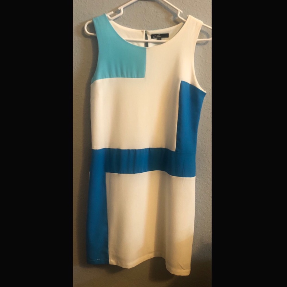 Blue and white dress